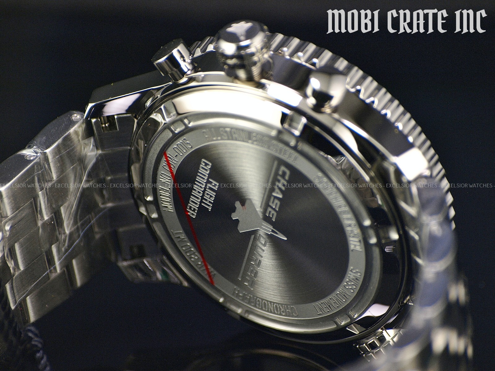 NEW CHASE DURER CDW-0015 FLIGHT COMMANDER SWISS CHRONO SAPPHIRE BROWN SS WATCH