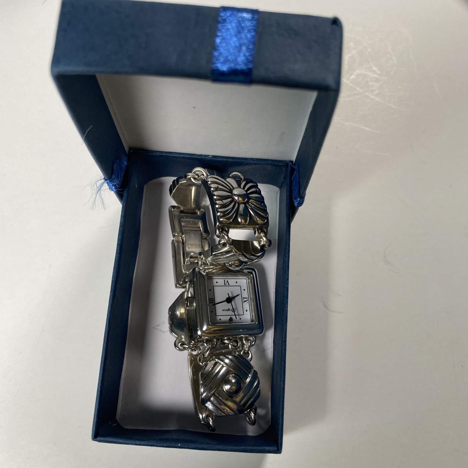 Brighton Sonora Watch Silver Plated Fold Over Clasp 7″ Needs Battery ****