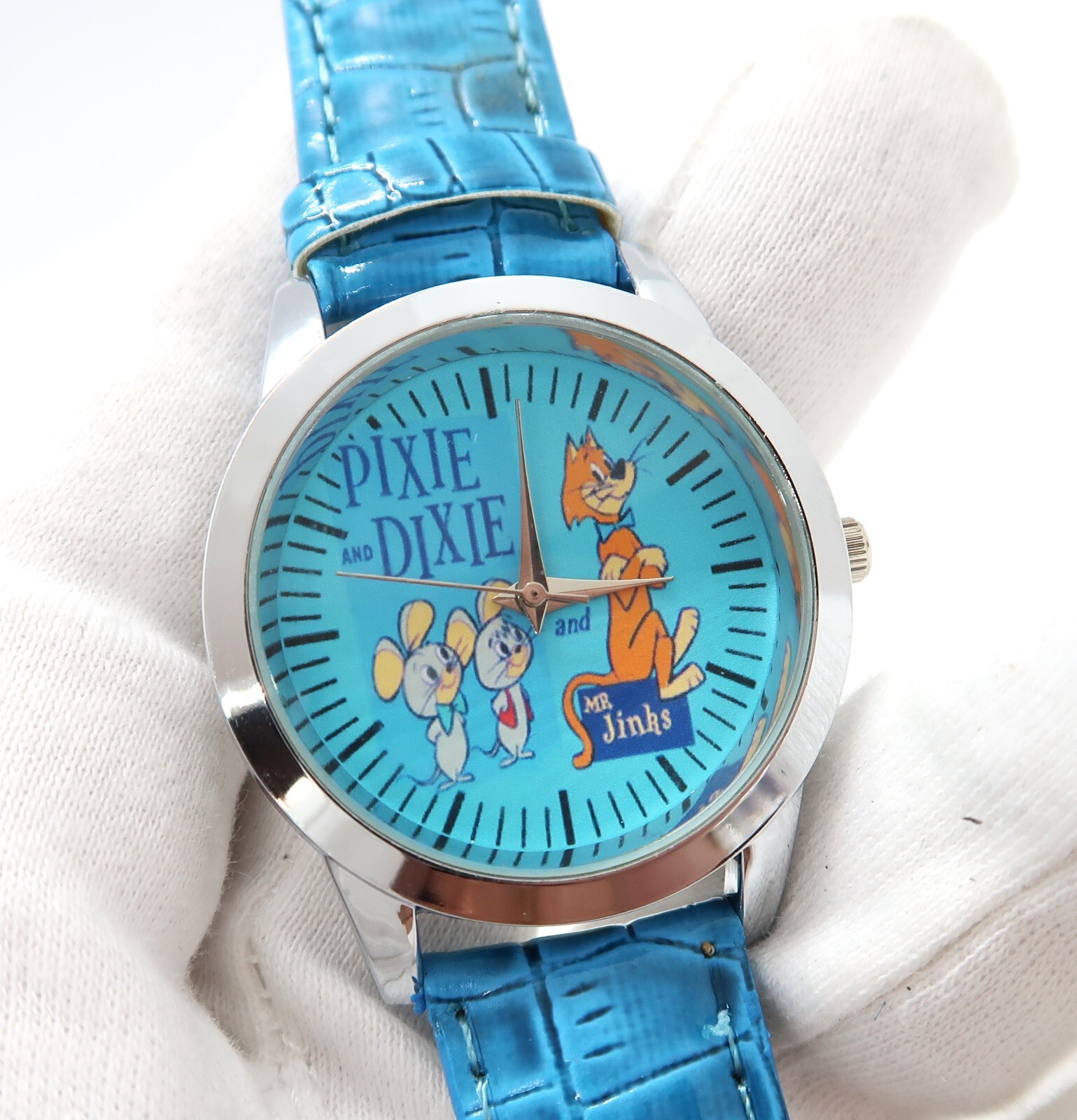 PIXIE & DIXIE & JINKS Quartz,37mm SS Case, Faux Band, MEN’S CHARACTER WATCH M-70