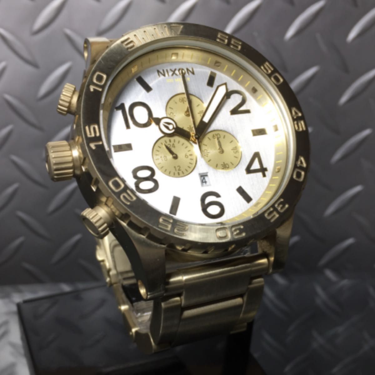 Nixon Watch Mens 51-30 CHRONO Champagne Gold Gunmetal 300m/30 atm A083-632-00