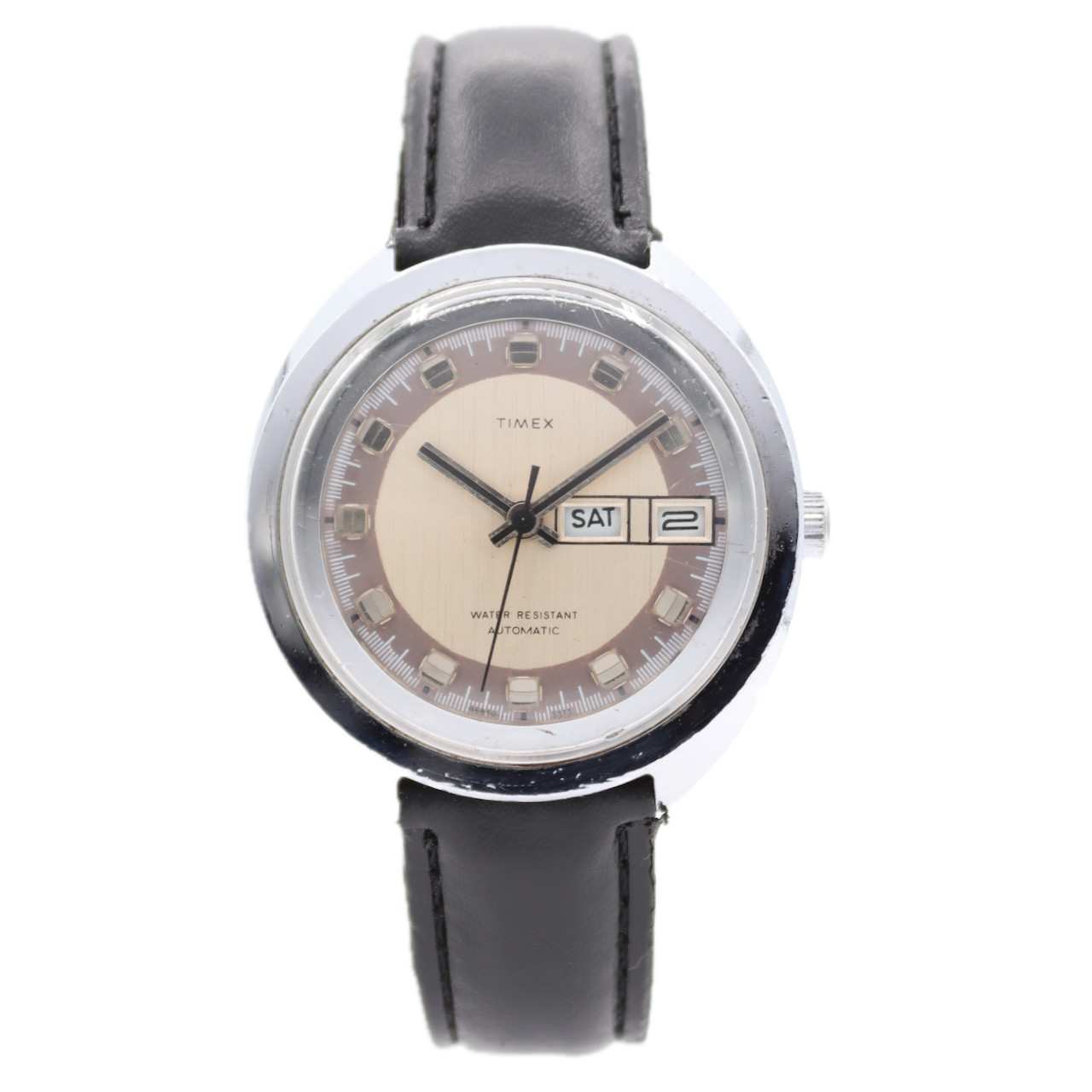 Vintage 39mm 1973 Timex 46850-3373 Viscount Automatic Wristwatch Chrome Plated