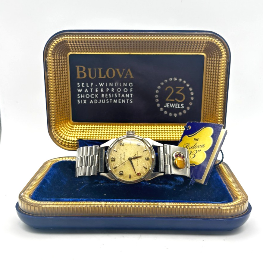 Vintage ‘The Bulova “23”‘ Wrist Watch 23 jewels waterproof original box runs