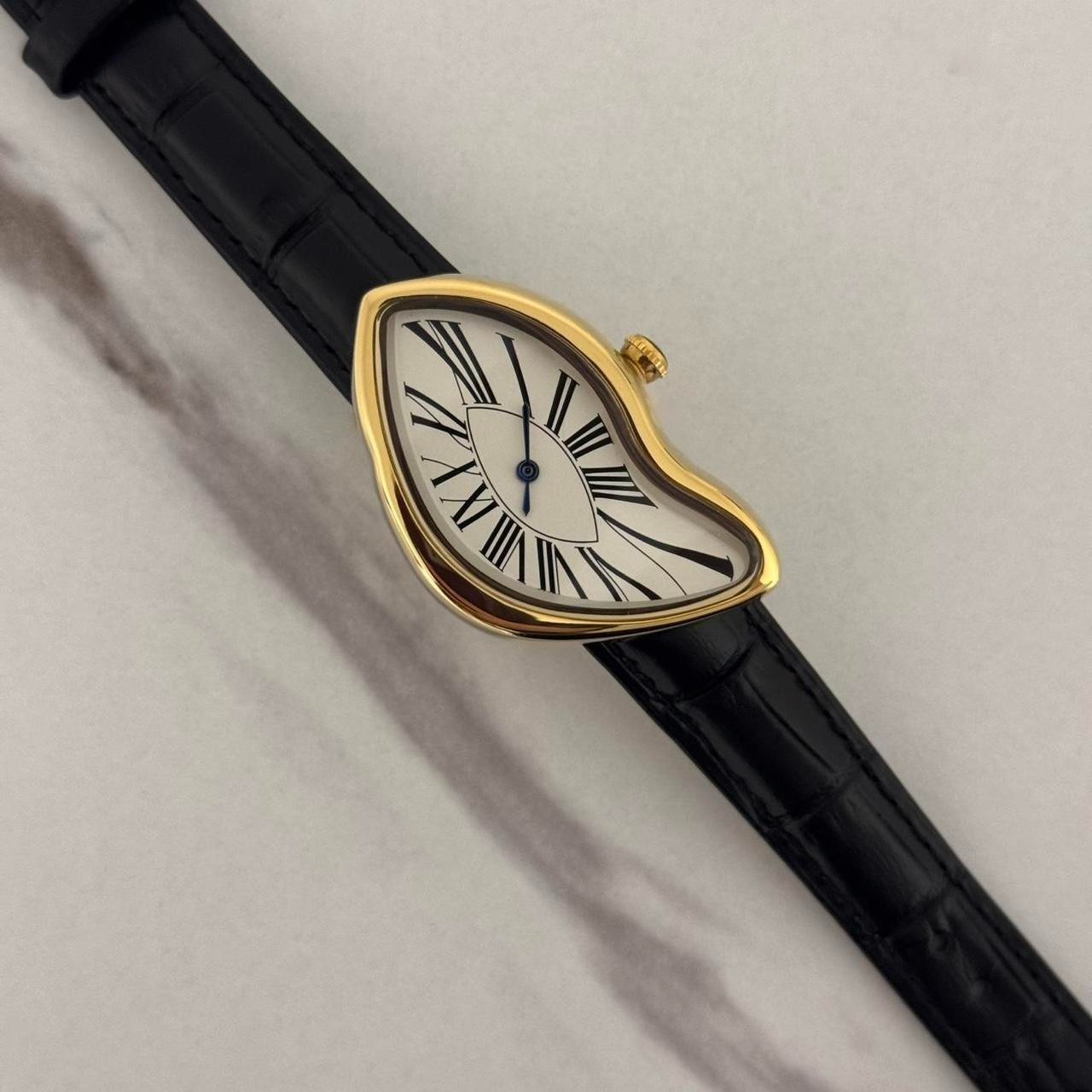 Vintage Retro Gold White Dial Watch Black Leather Strap Quartz Gift Adjustable