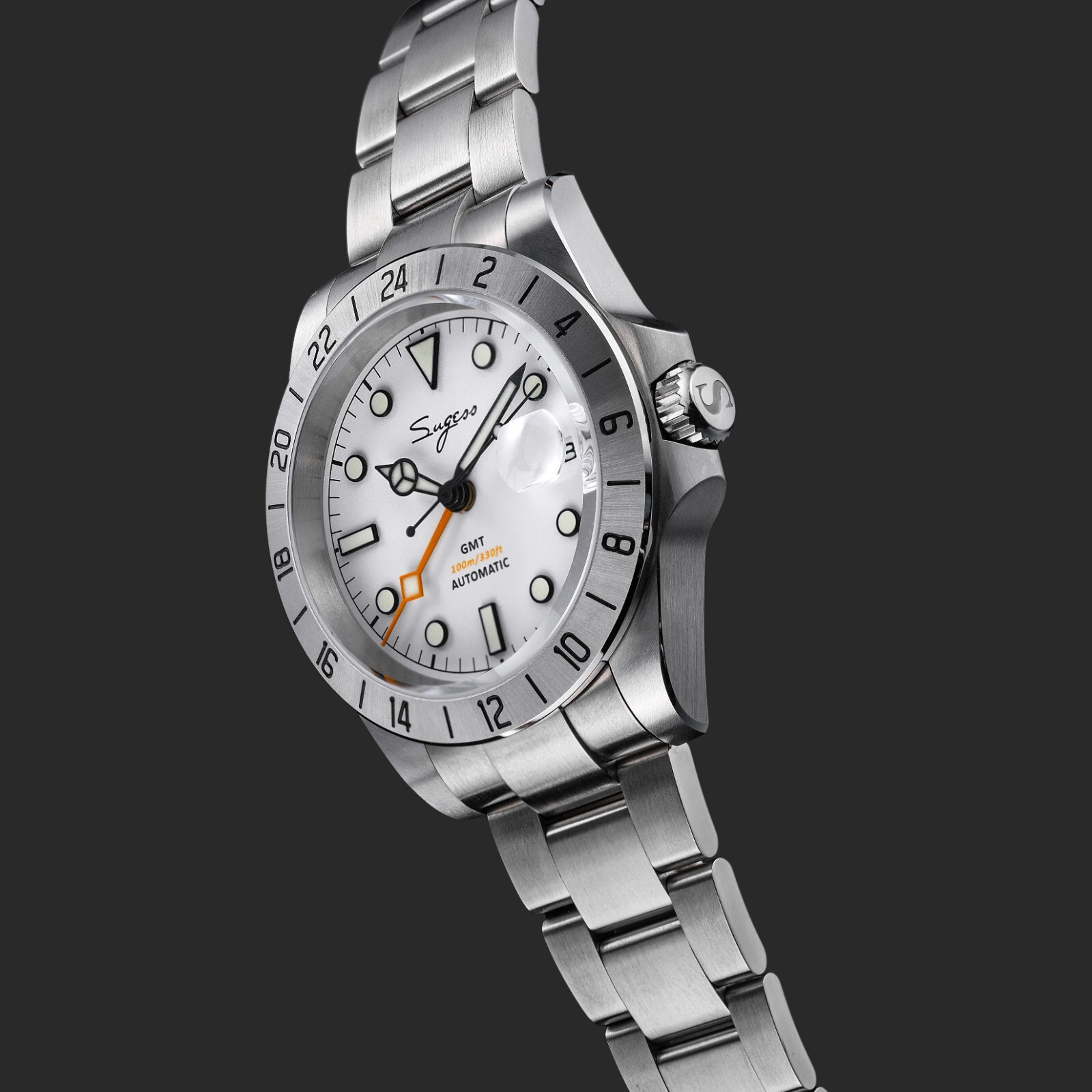 Sugess GMT Explorer, White, NH34, Sapphire, Lume, 100m Diver, Diving, BNIB