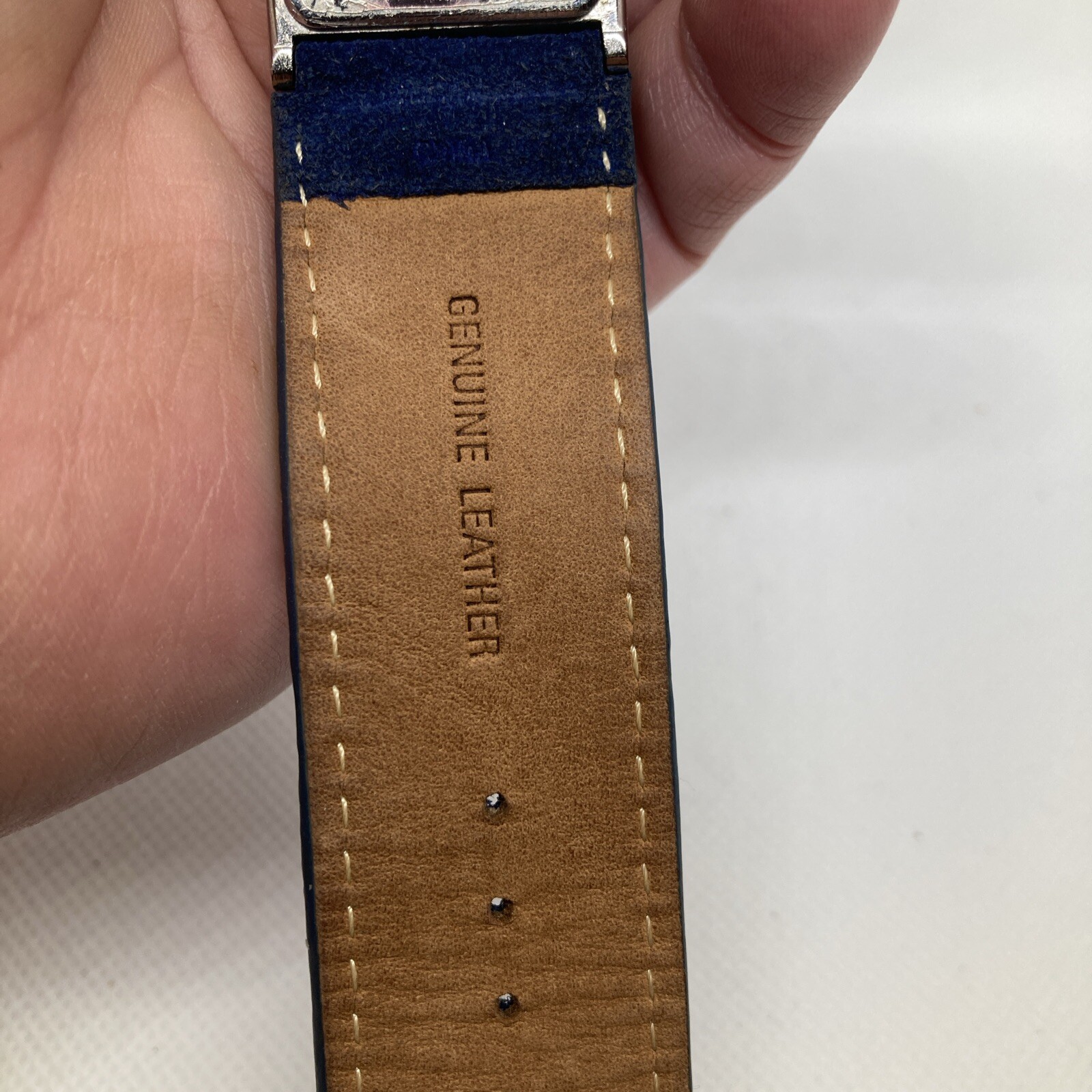 Unique Multicolor Jeweled Working Guess Watch, Blue Genuine Leather Band