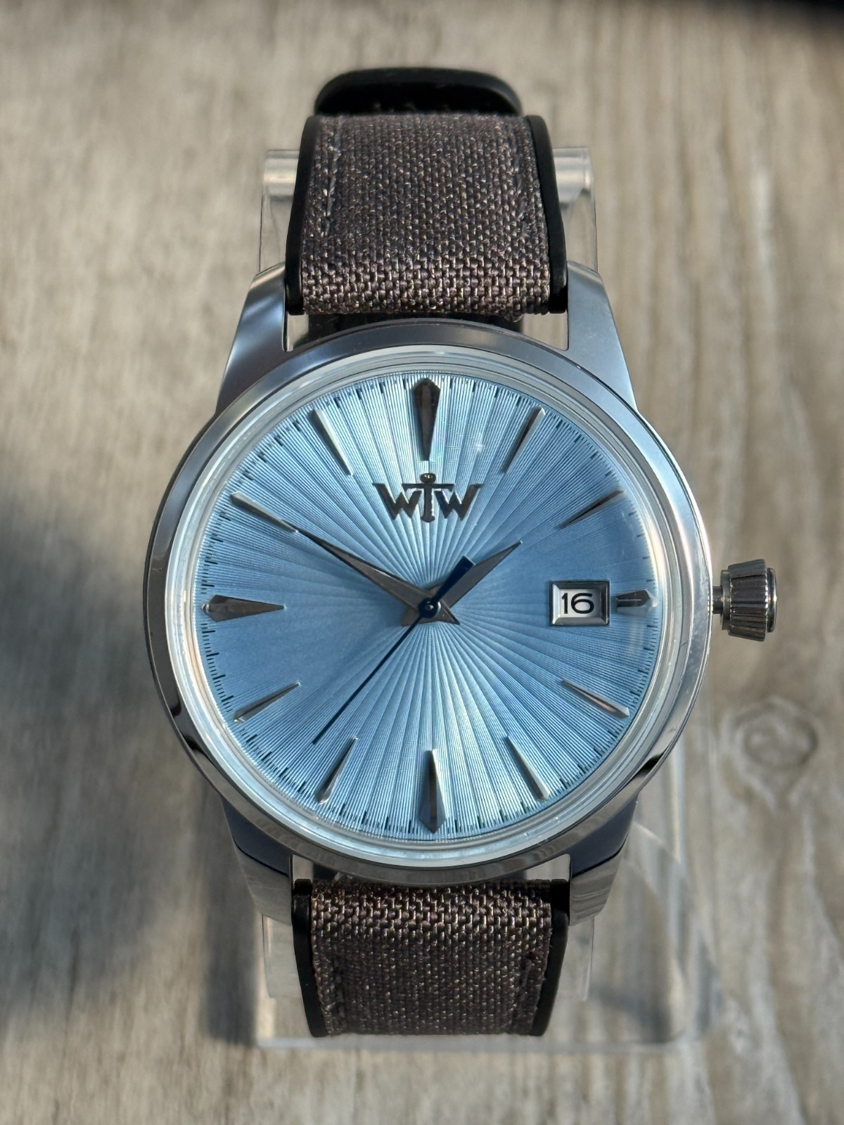 Ice Blue Dial Automatic Watch, Minimalist Watch, Hybrid Cordura Strap, NH35