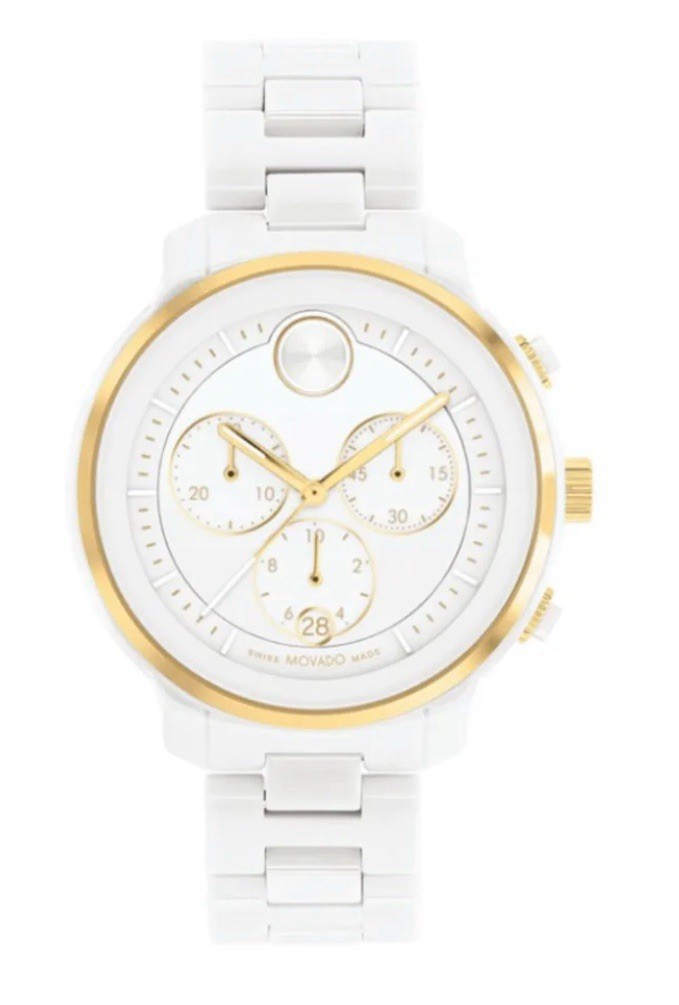Brand New Movado Bold Verso Women’s White Ceramic Gold Case 40mm Watch 3600933