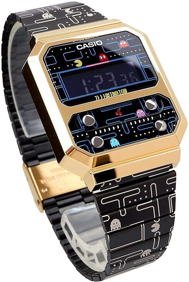 Casio Pac-Man Limited Edition Digital Quartz Watch Black Gold Backlight Box