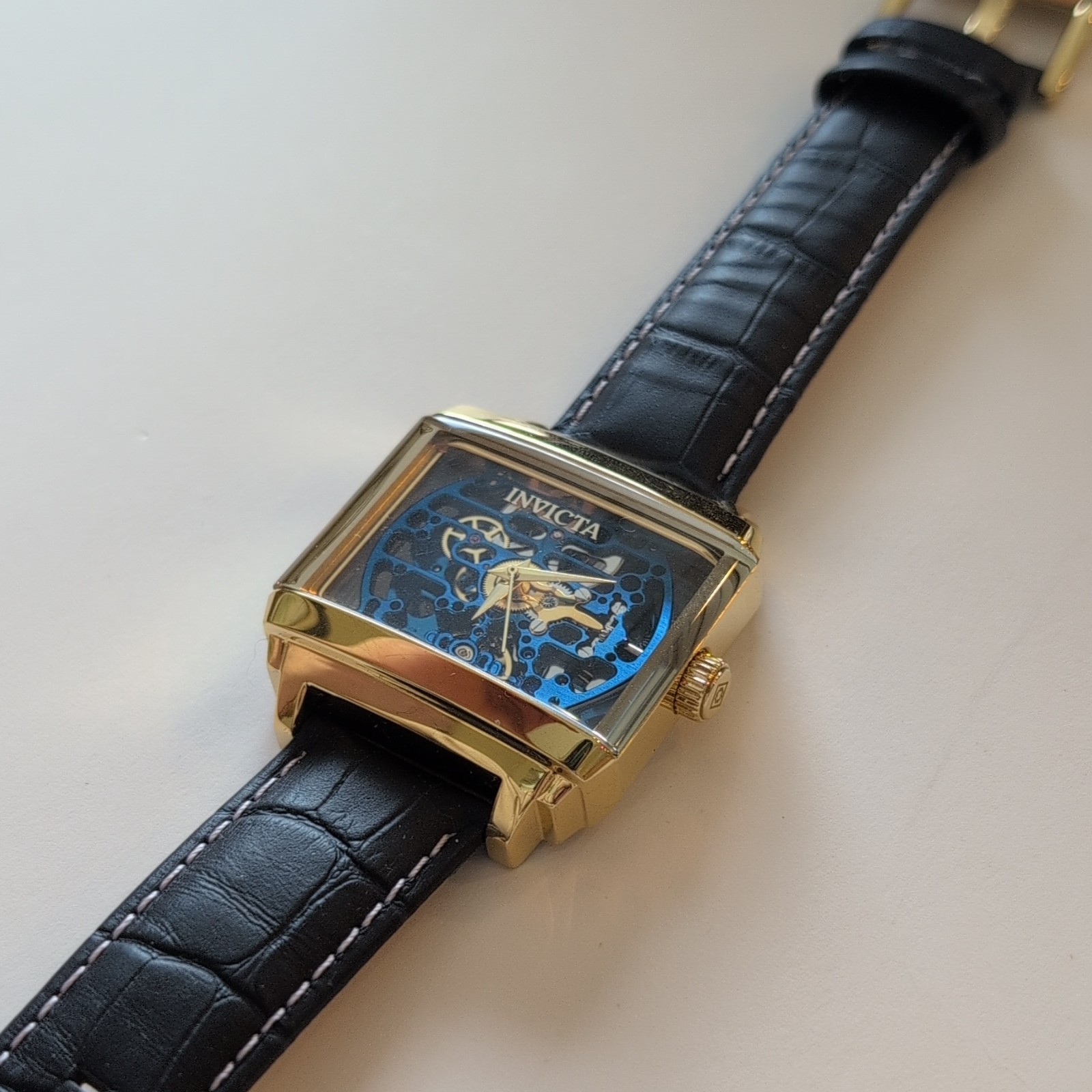Invicta Objet D Art Automatic Gold Tone Case Leather WR 20m