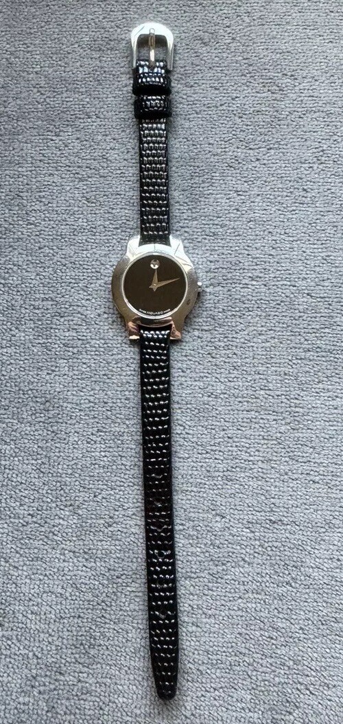 Movado 84 E4 1842 Black Dial Womens Watch Sapphire Crystal Stainless Water Proof