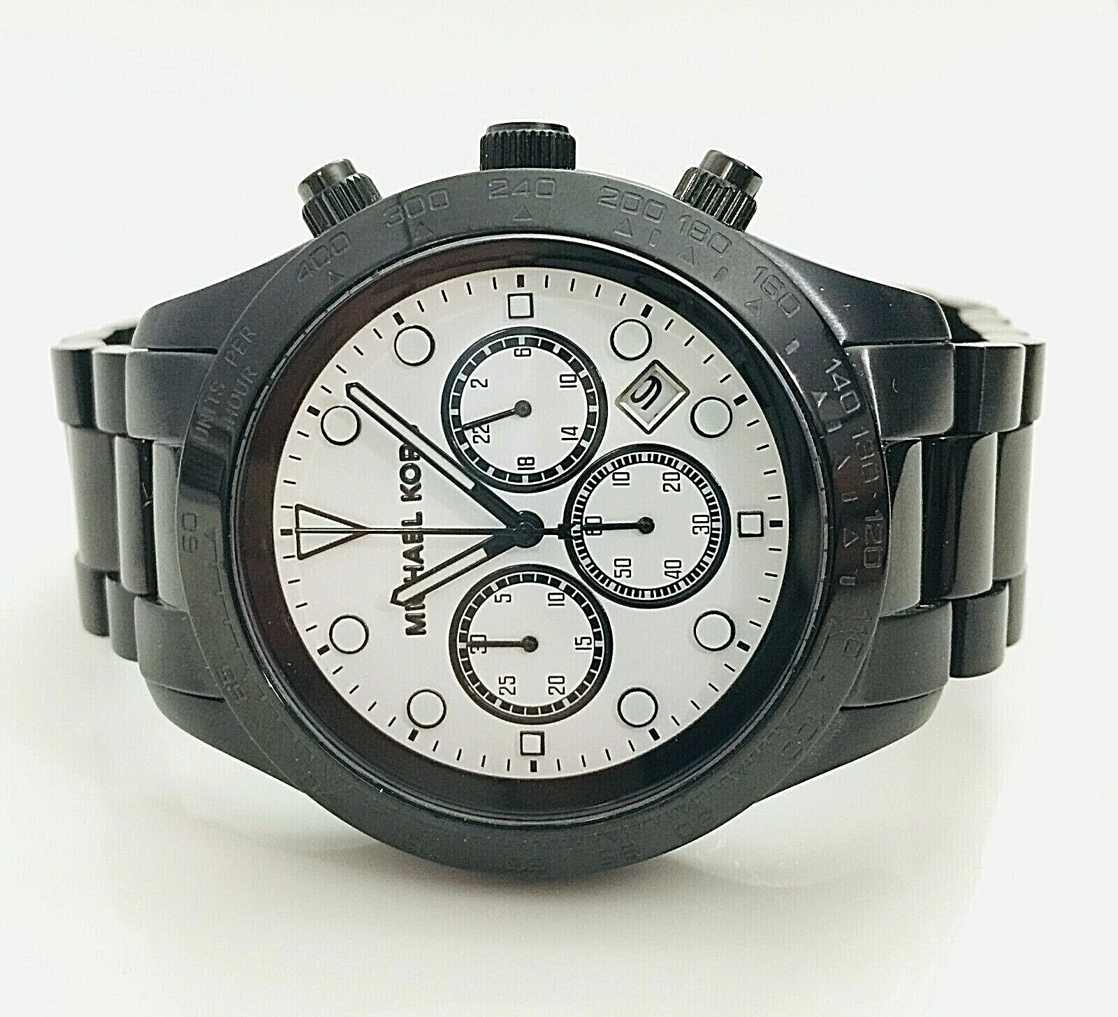NWT Michael Kors Women’s Watch Black Bracelet & White Dial LAYTON MK6083 $275