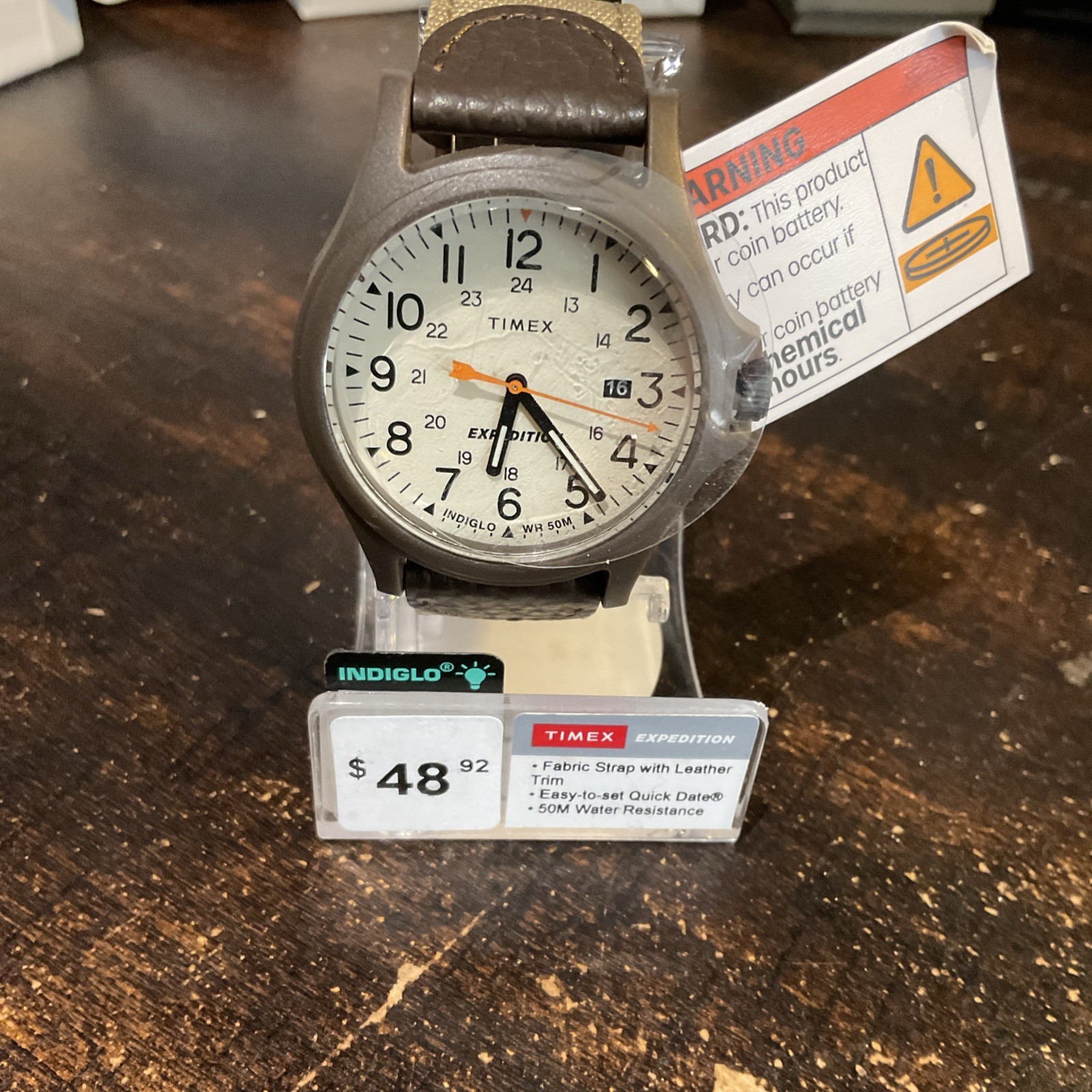New Timex Male Expedition Camper Watch Indiglo TW4B23700 Cream/Brown – 50M WR