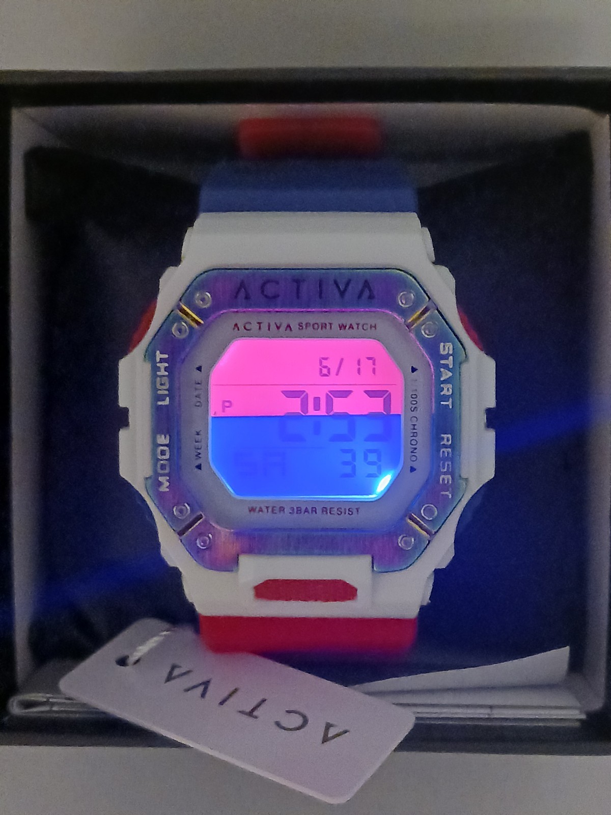New Invicta Activa X Men’s Digital Edge Watch 44mm Red White & Blue ACW8059-004