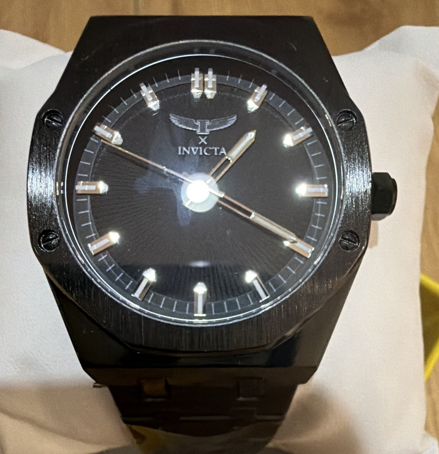 Invicta I-Force Quartz Analog Black Sunburst Dial Fixed Bezel Metal Bracelet