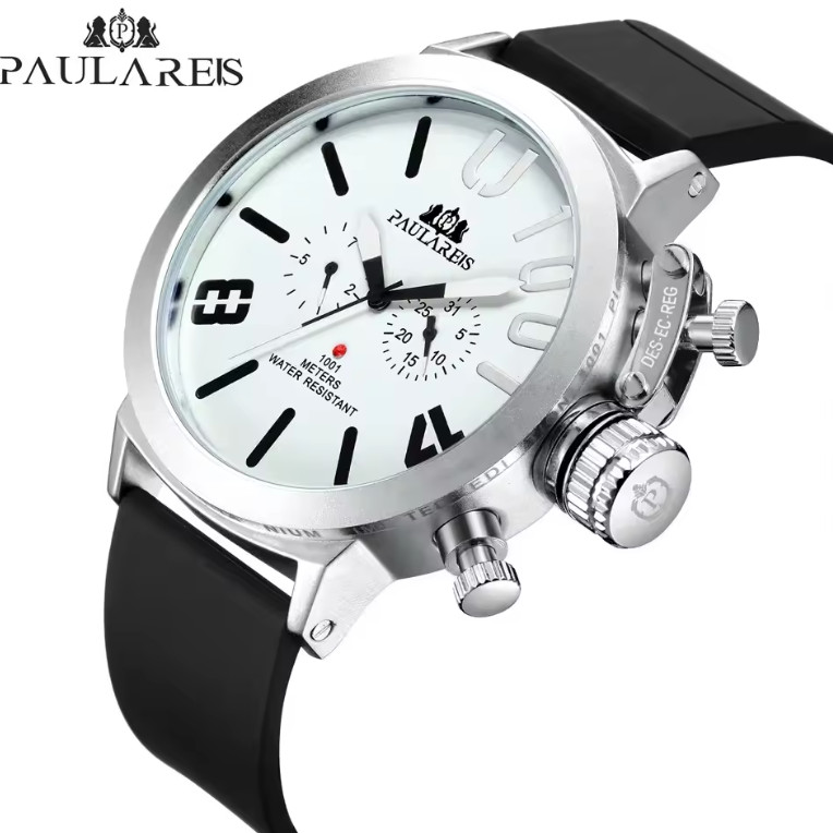 PAULAREIS Automatic Watches for Men Mechanical Self Wind Rubber Strap Watches