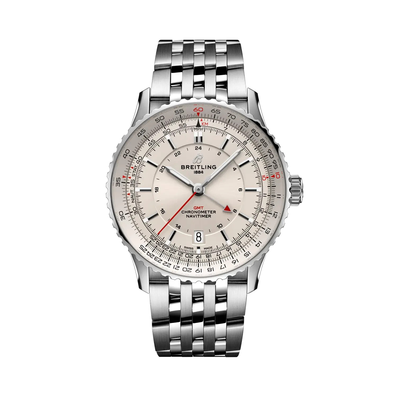 Breitling Navitimer Automatic GMT 41mm White Cream Dial Watch A32310211G1A1