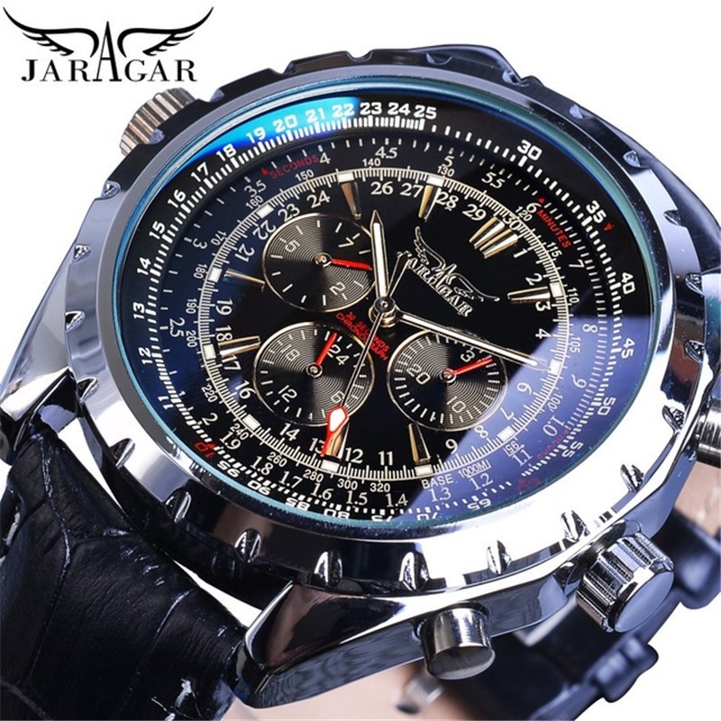 Luxury Men pilot/avitor Watch Multifunction Wristwatch Mechanical Automatic Gift