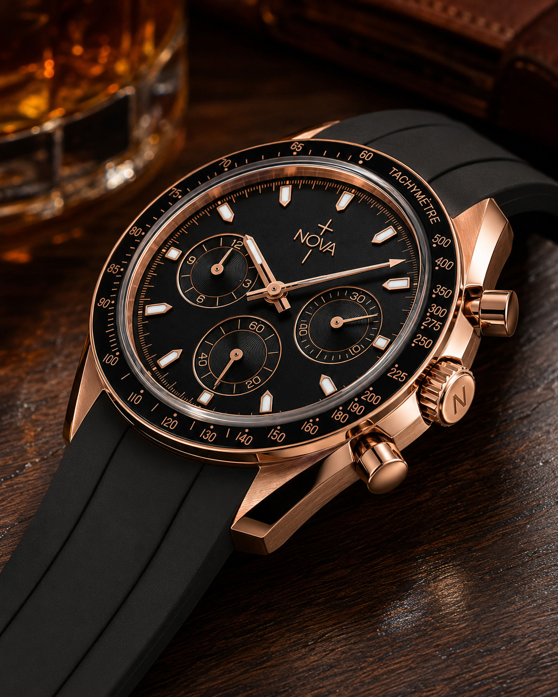 Nova Christian Ember Covenant Custom Watch Black Dial Rose Gold 42mm