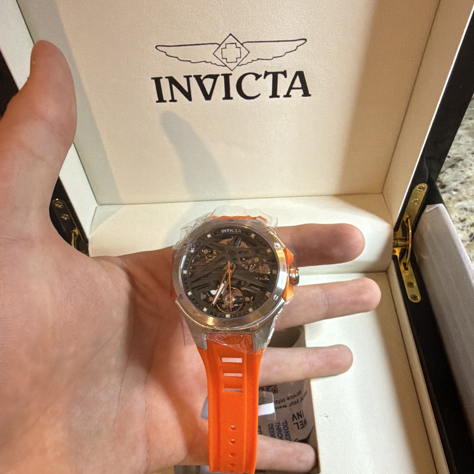 Invicta 69541 Celestial Adamastre Automatic Skeleton Dial Orange Men’s Watch