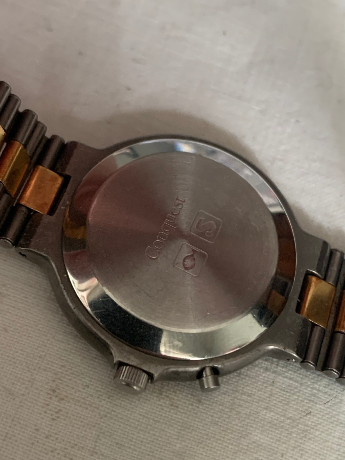 LONGINES Conquest Alarm Quartz Original Titanium Gold Case 33mm NOT Working