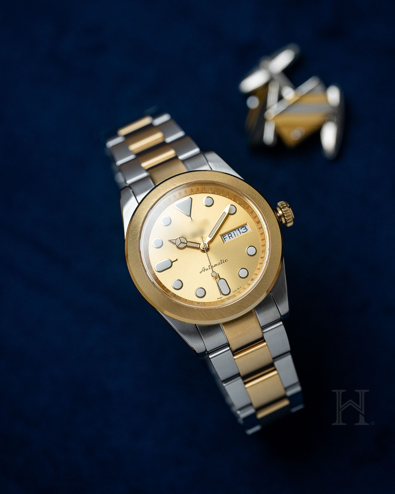 Premium Custom Built Yellow Gold Mens NH36 Sports Watch with Bracelet