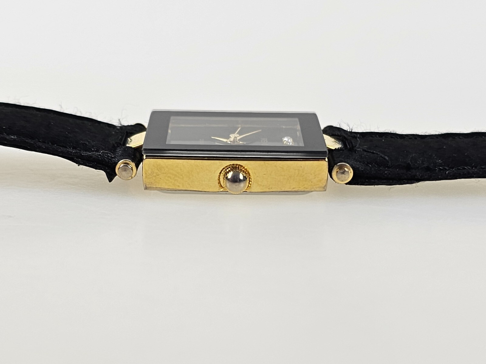 Revlon Quartz Department Store Group Black/Gold Wrist Watch Works Great!