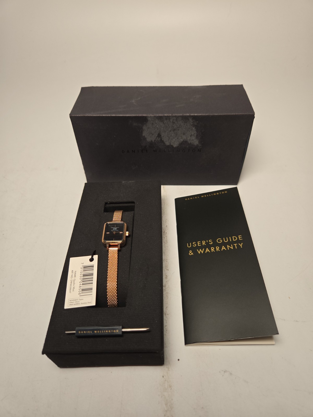 Daniel Wellington DW00100647 Women’s Quadro Mini Melrose Onyx Rose Gold Stainles