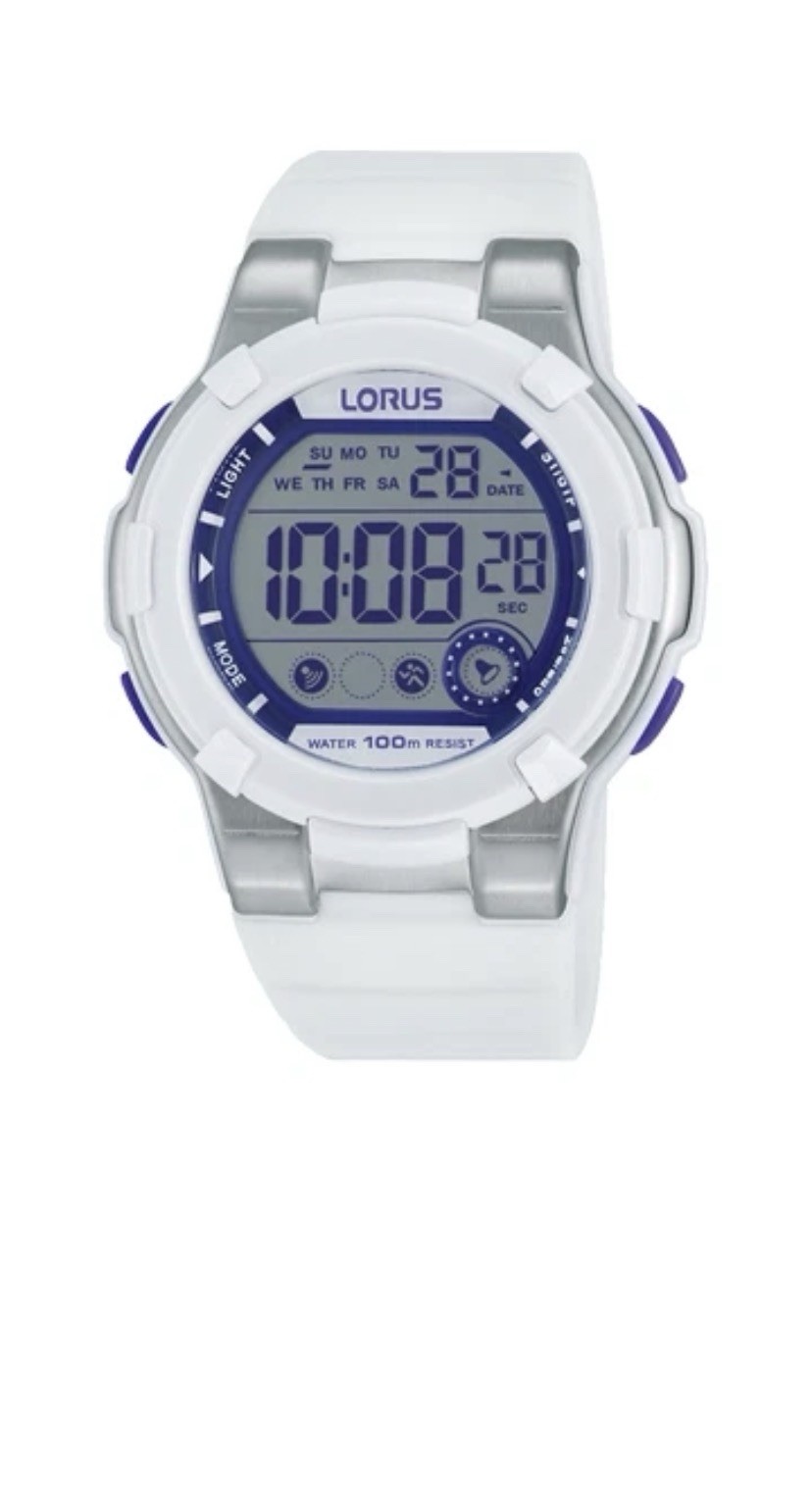 Lorus Women’s Sports Digital White Slicone Strap Watch R2359KX-9