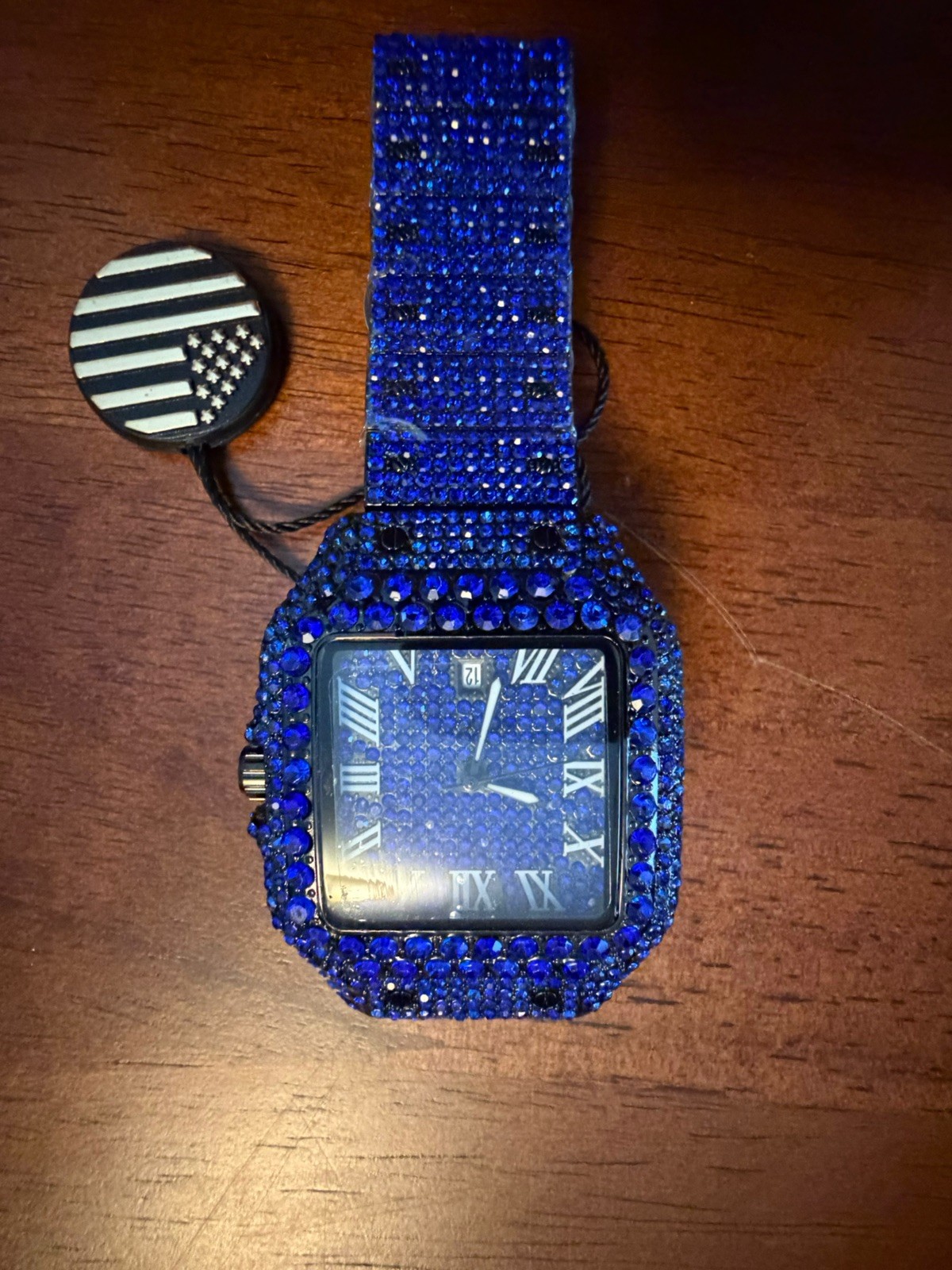 AJ Watch Iced Out Cobalt Blue High Quality 43 mm Box Only
