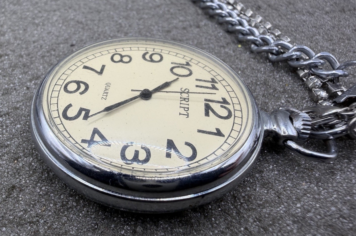 Vintage SCRIPT Quartz Open Face Pocket Watch