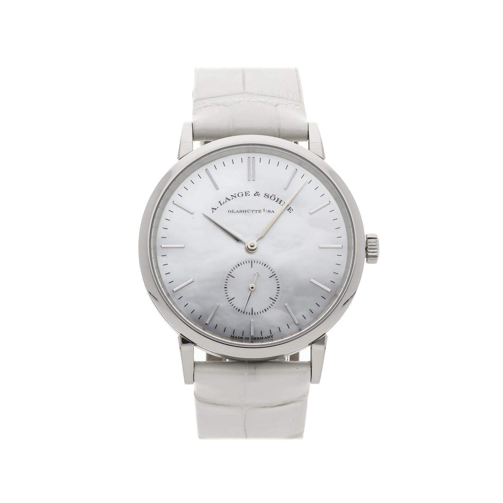 A. Lange & Sohne Saxonia White Gold Manual MOP Strap Watch 219.047