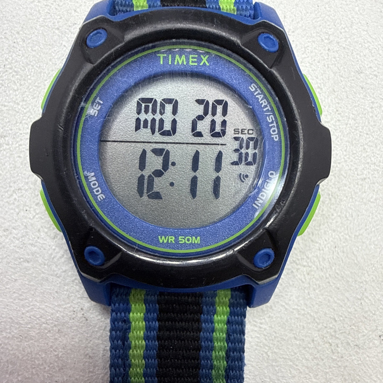 Timex Time Machines Digital Watch TW7C26000 Blue Black Green Working Read