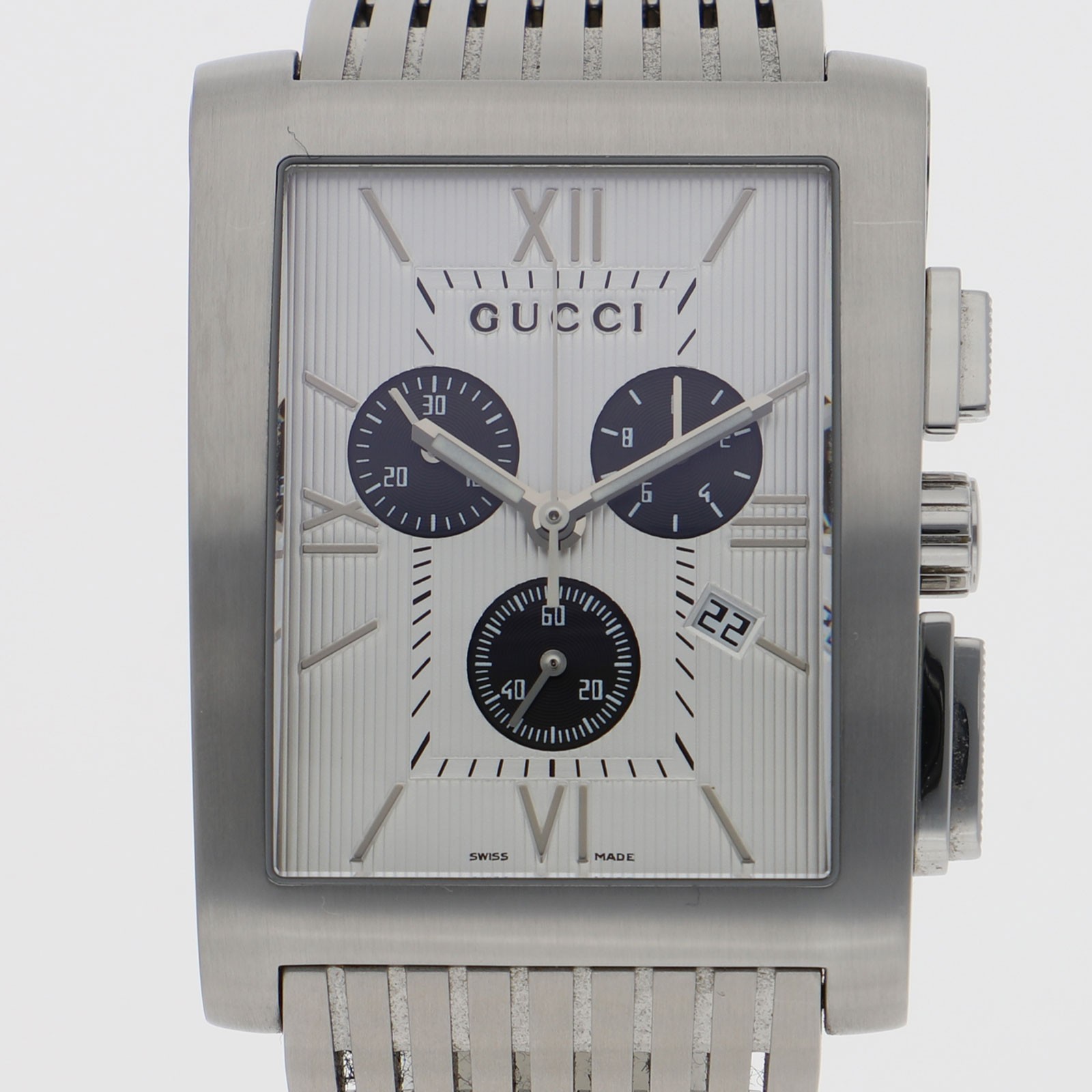 GUCCI YA086319 8600M G-Metro Chrono Date Silver Dial Quartz Stainless Steel
