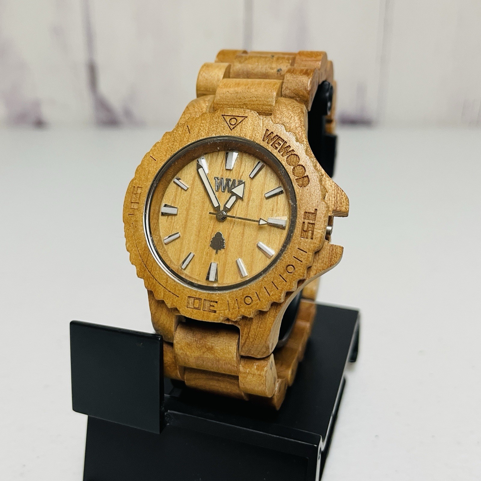 Wewood Mens Watch Natural Wood Case Band Brown