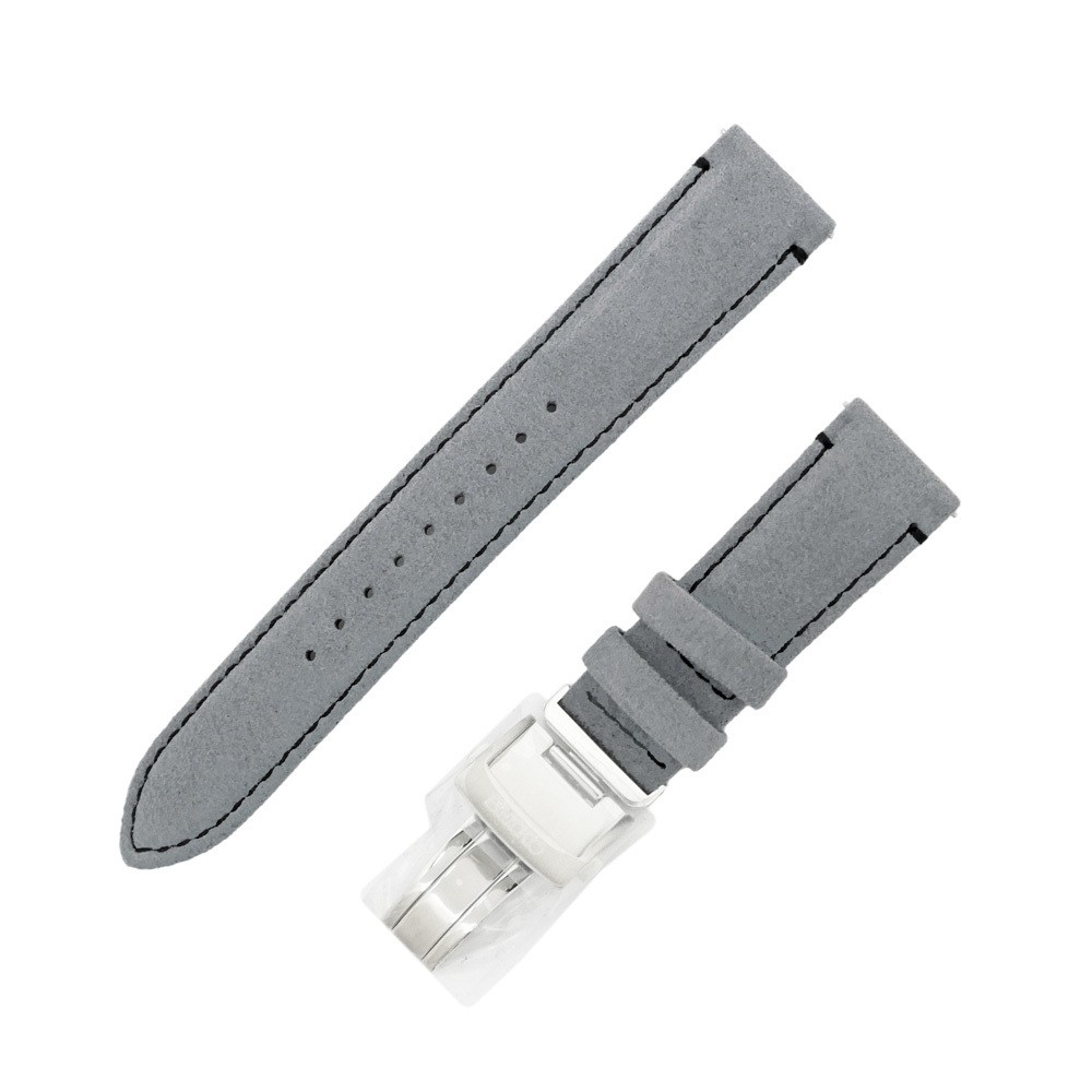Seiko 20mm Gray Suede Strap Deployant Buckle Top Mint JAPAN