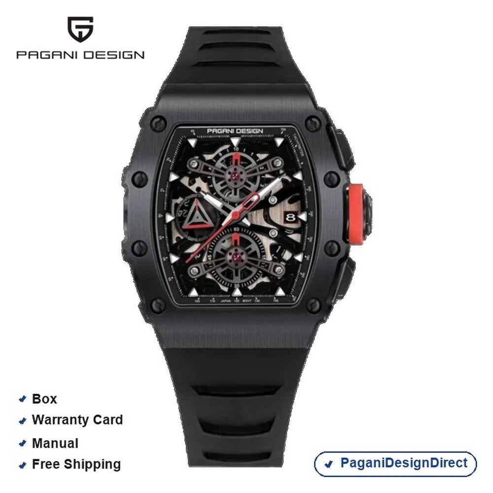 Pagani Design PD-YS011 Black on Black Chronograph Rubber Automatic Men’s Watch