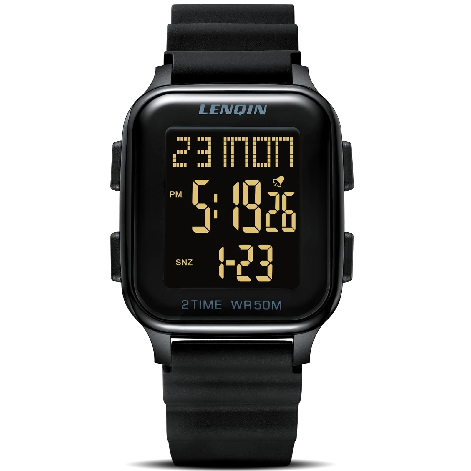 Ultra Thin 12mm Minimalist Digital Sports Watch Black 30M Waterproof Timer Alarm