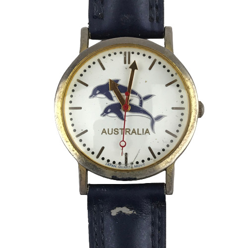 Vintage Australia Quartz Wrist Watch By Vigo Japan Movement (Dome Glass) Dolphin