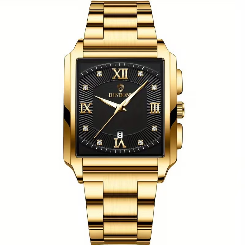 1pc New Rectangular Steel Strap Simple Sports Outdoor Calendar Black