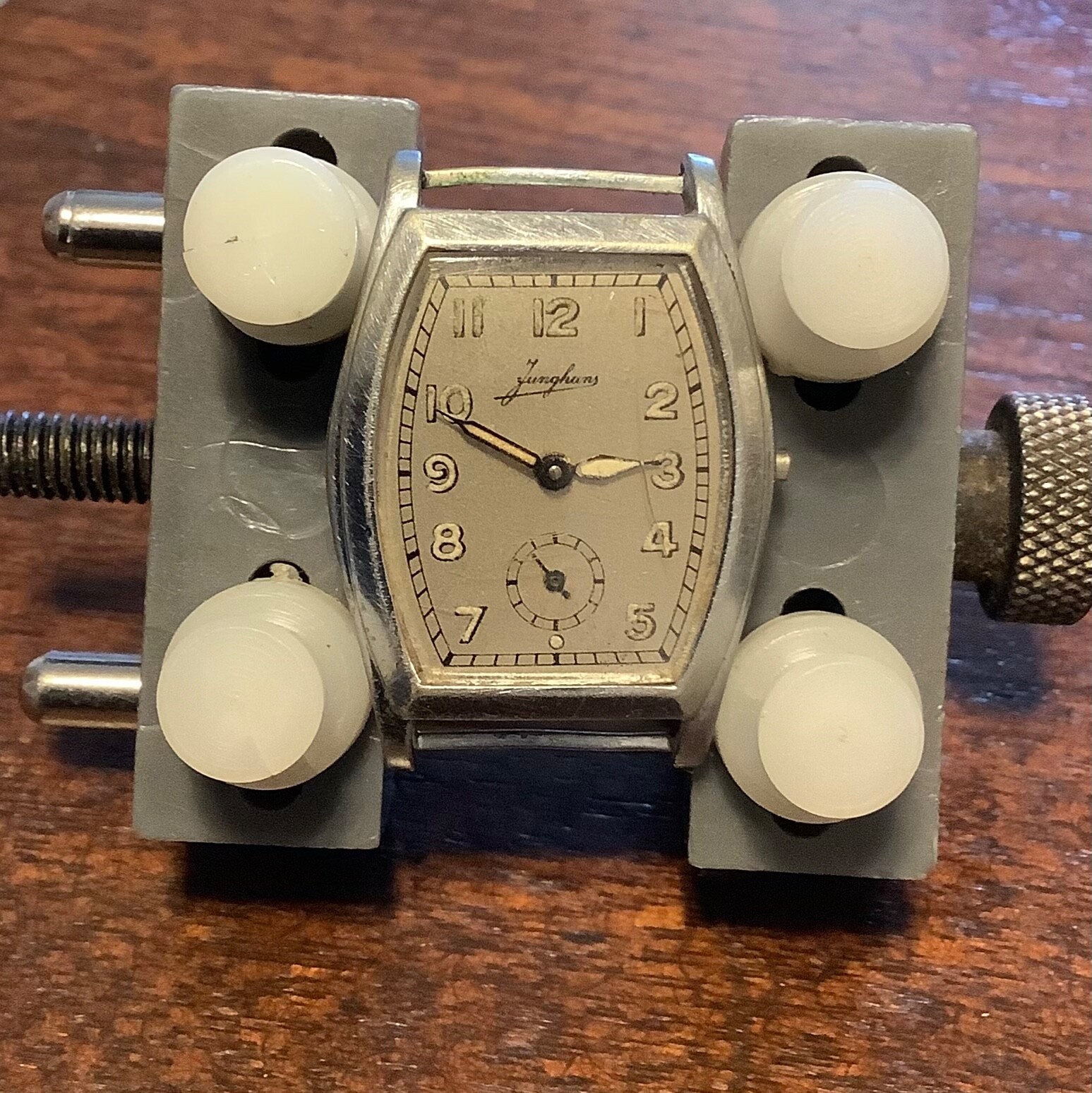 Junghans Men’s Watch / Cushion Case marked Junghans Boden / Signed J80 Movt.