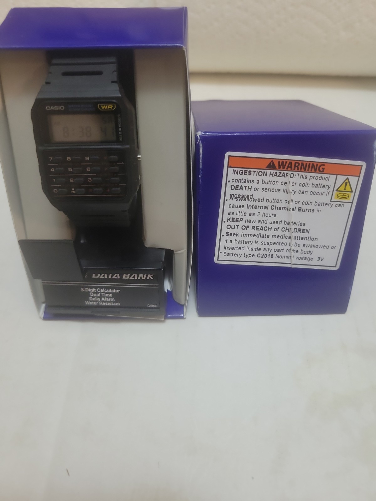 Casio CA-53W Databank Calculator Digital Quartz Watch, Black Resin, Box+Manual