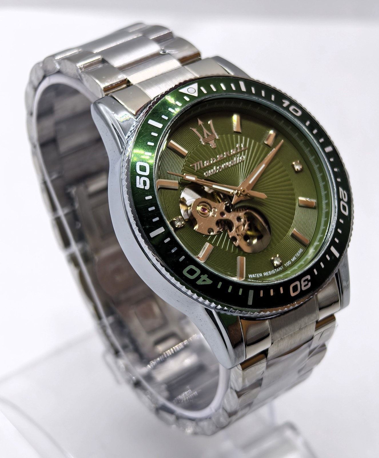 Excellent Maserati Automatic Green Dial Fix Bezel Analog Men’s Wrist Watch