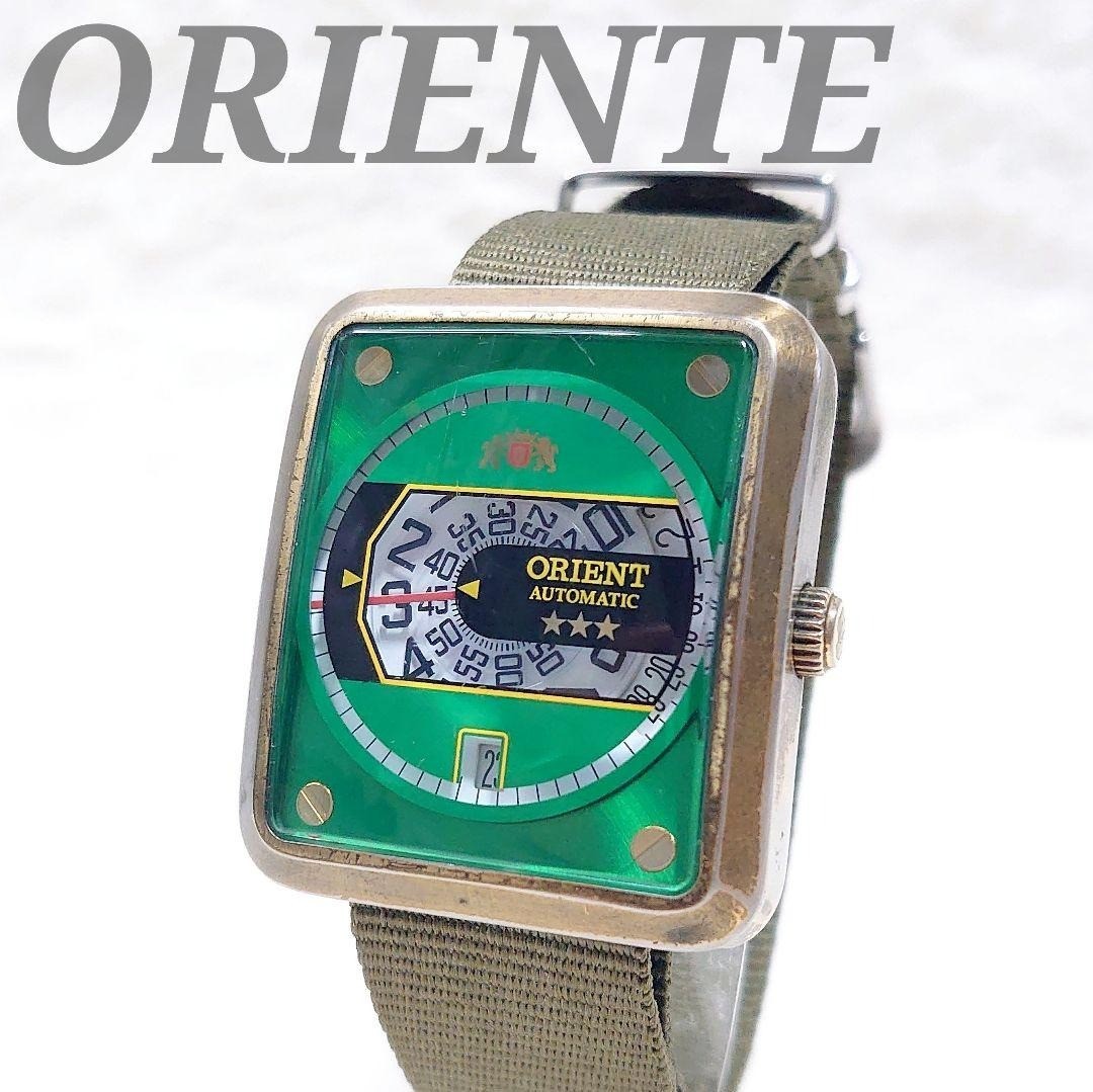 Vintage ORIENT Kaban ERAM-A0 CA Green Disc Dial Automatic Square Watch Japan