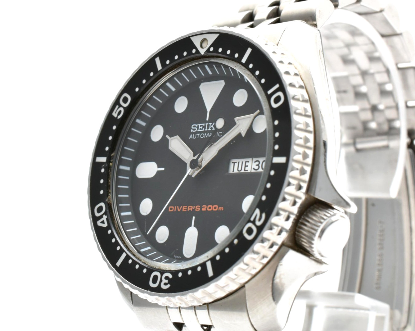 SEIKO SKX007 7S26-0020 Automatic Mens Diver Watch Black Day Date Steel Jubilee