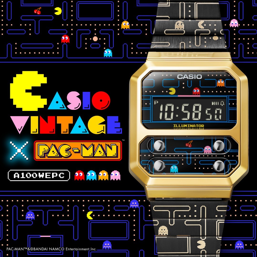 CASIO Pac-Man Collaboration Wristwatch Black Gold Digital A100WEPC-1BJR
