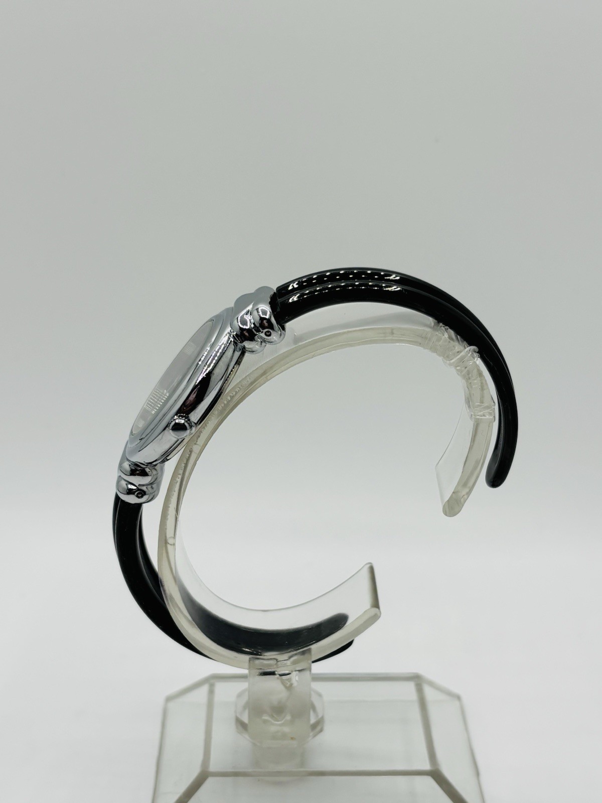 Meister Anker 1085-P Ceramic Bangle Cuff Watch Black Dial Quartz Women’s