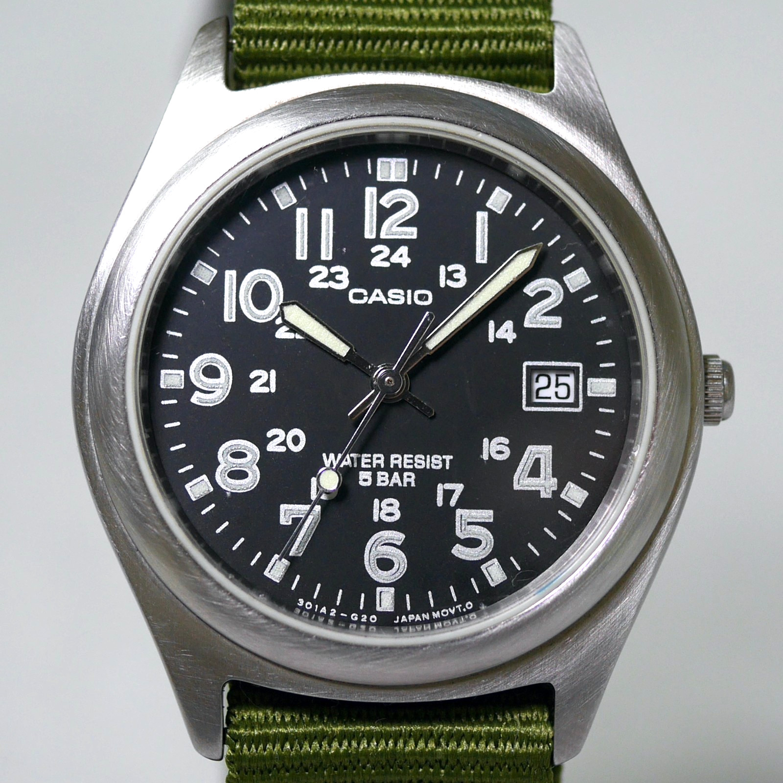 CASIO Military MW-121 Black Dial Luminous Date Men’s Field Watch 2016 Japan