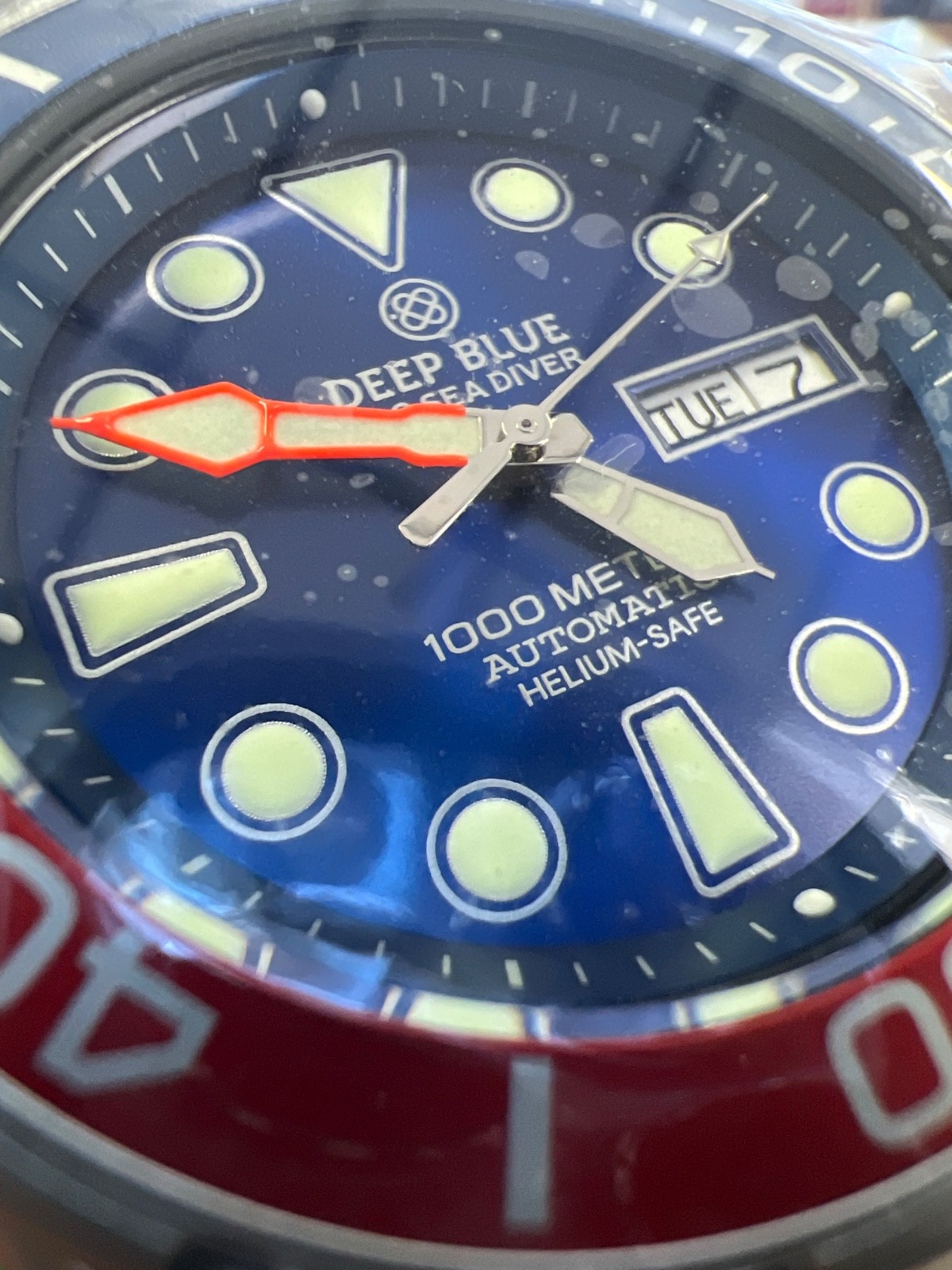 Authentic Deep Blue Diver Automatic❤️1000 Blue Dial 46mm Red/Blue Bezel