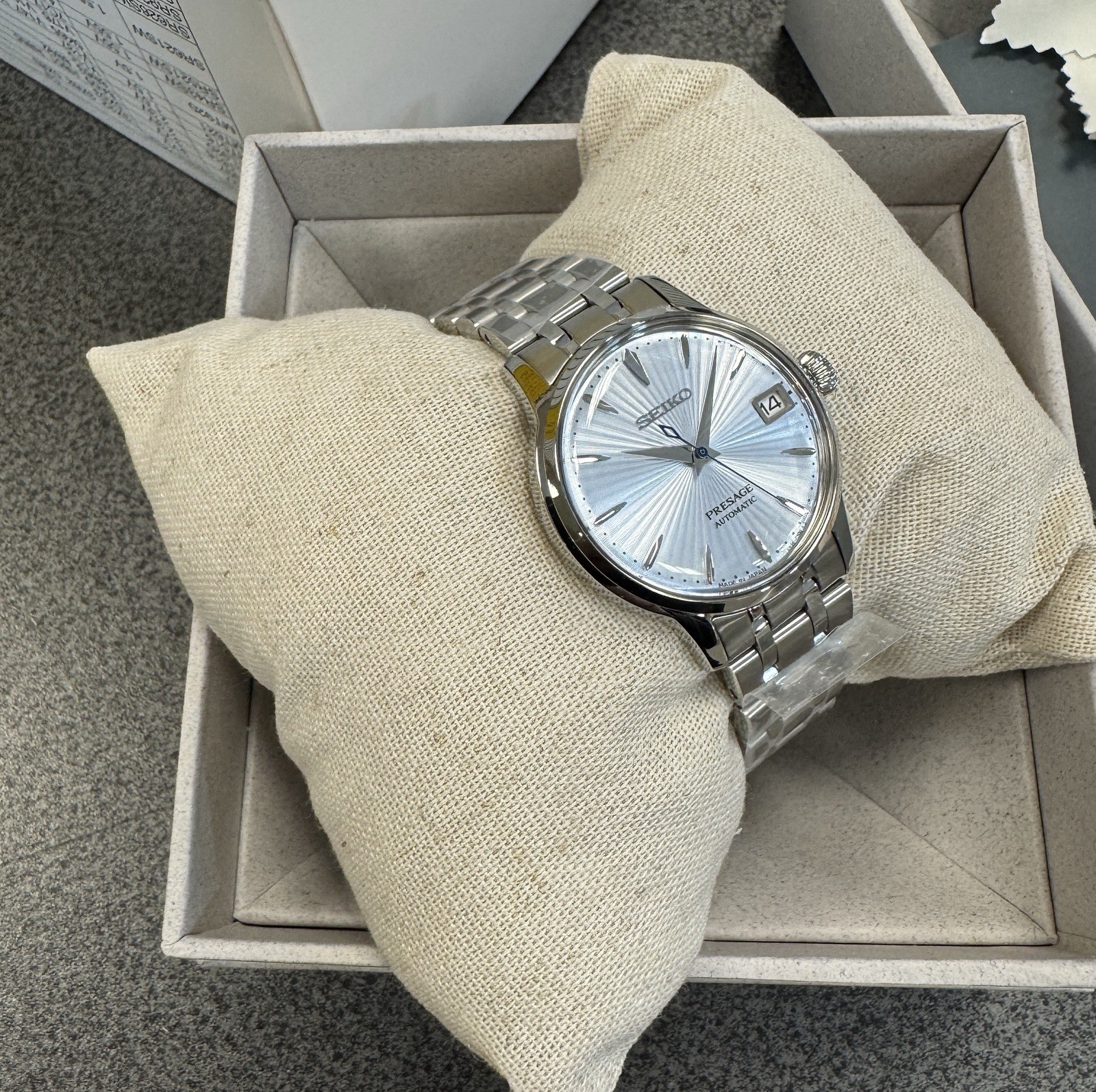 Seiko Presage Cocktail Time Automatic Blue Dial Steel Women’s Watch SRP841 34mm