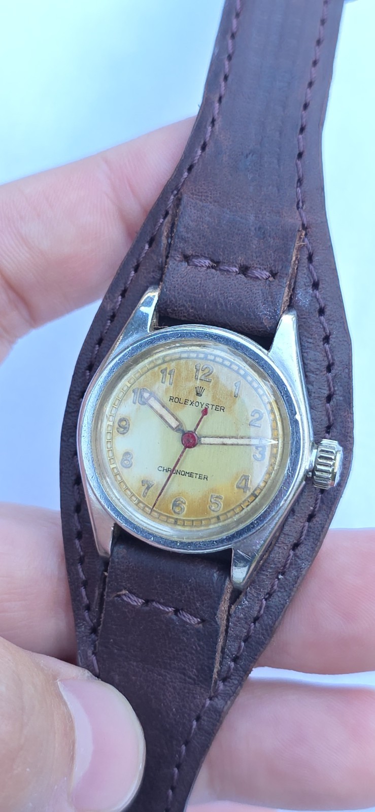 Vintage ROLEX Oyster Chronometer Ref 2595 Military 29mm Patina Dial Manual Watch